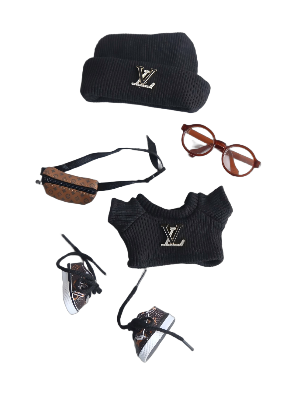 Labubu Black LV Monogram Wool Cool Set